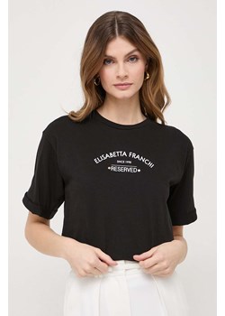 Elisabetta Franchi t-shirt bawełniany damski kolor czarny MA02341E2 ze sklepu ANSWEAR.com w kategorii Bluzki damskie - zdjęcie 167954458