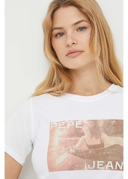 Pepe Jeans t-shirt bawełniany HIGI damski kolor biały PL505744 ze sklepu ANSWEAR.com w kategorii Bluzki damskie - zdjęcie 167954488