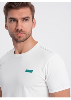 T-shirt męski bawełniany z kontrastową nitką - biały V5 OM-TSCT-0151 ze sklepu ombre w kategorii T-shirty męskie - zdjęcie 167954875