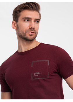 T-shirt męski bawełniany z kieszonką - bordowy V2 OM-TSPT-0154 ze sklepu ombre w kategorii T-shirty męskie - zdjęcie 167954895