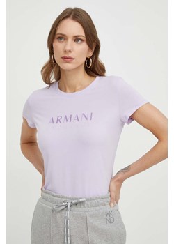 Armani Exchange t-shirt damski kolor fioletowy 3DYT48 YJETZ ze sklepu ANSWEAR.com w kategorii Bluzki damskie - zdjęcie 167962346