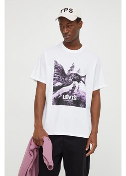 Levi&apos;s t-shirt bawełniany męski kolor biały z nadrukiem ze sklepu ANSWEAR.com w kategorii T-shirty męskie - zdjęcie 167962385