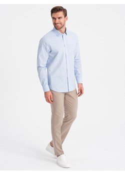 Bawełniana klasyczna koszula REGULAR - błękitna V1 OM-SHOS-0154 ze sklepu ombre w kategorii Koszule męskie - zdjęcie 168052457
