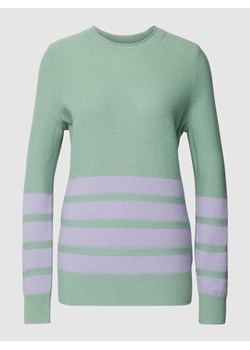 Sweter z dzianiny z wełny lana z paskami w kontrastowym kolorze ze sklepu Peek&Cloppenburg  w kategorii Swetry damskie - zdjęcie 168082368