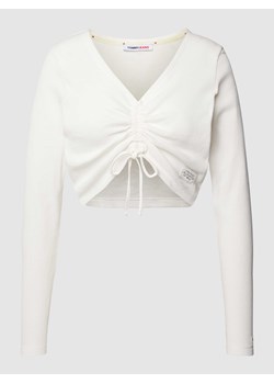 Bluzka krótka z długim rękawem i marszczeniem ze sklepu Peek&Cloppenburg  w kategorii Bluzki damskie - zdjęcie 168083187