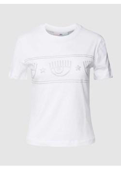 T-shirt z obszyciem kamieniami stras model ‘MAXI LOGOMANIA STRASS’ ze sklepu Peek&Cloppenburg  w kategorii Bluzki damskie - zdjęcie 168085067