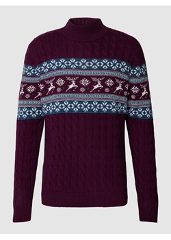 Sweter z dzianiny z nadrukiem na całej powierzchni ze sklepu Peek&Cloppenburg  w kategorii Swetry męskie - zdjęcie 168086768