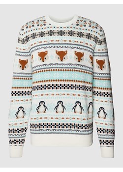 Sweter z dzianiny we wzory na całej powierzchni ze sklepu Peek&Cloppenburg  w kategorii Swetry męskie - zdjęcie 168090536