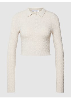 Bluzka z długim rękawem krótka z imitacji dzianiny ze sklepu Peek&Cloppenburg  w kategorii Swetry damskie - zdjęcie 168090646