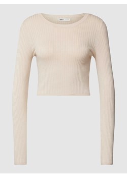 Sweter krótki z dzianiny z drobnym prążkowaniem model ‘KAROL’ ze sklepu Peek&Cloppenburg  w kategorii Swetry damskie - zdjęcie 168093349