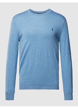 Sweter z dzianiny z wyhaftowanym logo ze sklepu Peek&Cloppenburg  w kategorii Swetry męskie - zdjęcie 168096878