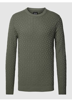 Sweter z dzianiny z fakturowanym wzorem model ‘KALLE’ ze sklepu Peek&Cloppenburg  w kategorii Swetry męskie - zdjęcie 168101146