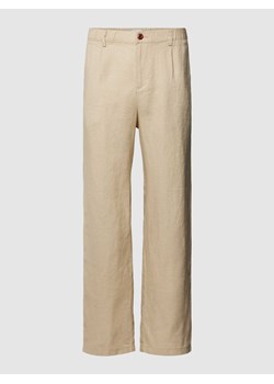 Spodnie lniane z wpuszczanymi kieszeniami model ‘KARL’ ze sklepu Peek&Cloppenburg  w kategorii Spodnie męskie - zdjęcie 168108348