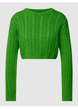 Sweter krótki z dzianiny ze ściegiem warkoczowym ze sklepu Peek&Cloppenburg  w kategorii Swetry damskie - zdjęcie 168108756