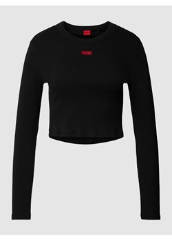 Bluzka krótka z długim rękawem i naszywką z logo ze sklepu Peek&Cloppenburg  w kategorii Bluzki damskie - zdjęcie 168109766