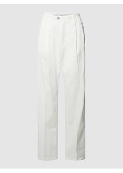 Spodnie z czystej bawełny z zakładkami w pasie ze sklepu Peek&Cloppenburg  w kategorii Spodnie damskie - zdjęcie 168111356