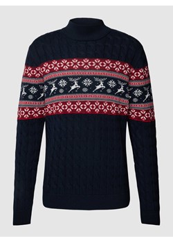 Sweter z dzianiny z nadrukiem na całej powierzchni ze sklepu Peek&Cloppenburg  w kategorii Swetry męskie - zdjęcie 168113109