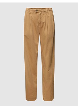 Spodnie z czystej bawełny z zakładkami w pasie ze sklepu Peek&Cloppenburg  w kategorii Spodnie damskie - zdjęcie 168114887
