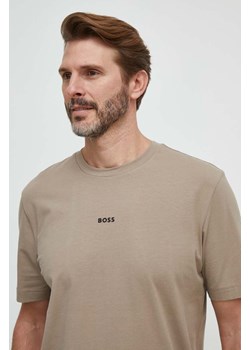 BOSS t-shirt BOSS ORANGE męski kolor brązowy gładki ze sklepu ANSWEAR.com w kategorii T-shirty męskie - zdjęcie 168120699