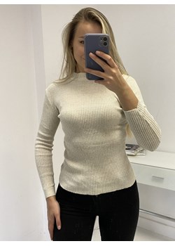 Prążkowany sweter z długim rękawem Gisela - ecru ze sklepu pakuten.pl w kategorii Swetry damskie - zdjęcie 168122065