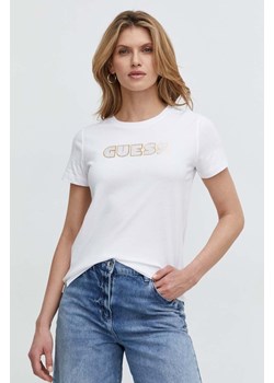 Guess t-shirt bawełniany GLOSSY damski kolor biały W4RI30 I3Z14 ze sklepu ANSWEAR.com w kategorii Bluzki damskie - zdjęcie 168131448