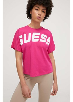 Guess t-shirt DEANA damski kolor fioletowy V4RI09 KC2Z0 ze sklepu ANSWEAR.com w kategorii Bluzki damskie - zdjęcie 168132486
