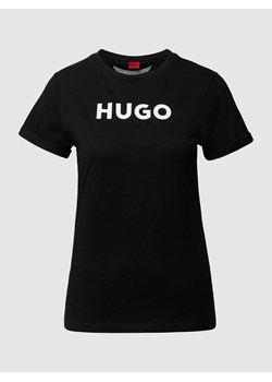 T-shirt z nadrukiem z logo model ‘The HUGO Tee’ ze sklepu Peek&Cloppenburg  w kategorii Bluzki damskie - zdjęcie 168149679