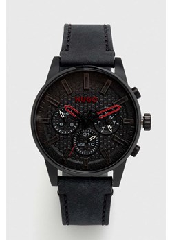 HUGO zegarek męski kolor czarny ze sklepu ANSWEAR.com w kategorii Zegarki - zdjęcie 168163815