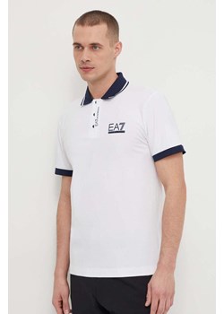 EA7 Emporio Armani polo męski kolor biały z aplikacją ze sklepu ANSWEAR.com w kategorii T-shirty męskie - zdjęcie 168164358