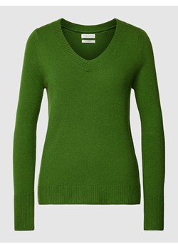 Sweter z dzianiny z wełny z dekoltem w serek ze sklepu Peek&Cloppenburg  w kategorii Swetry damskie - zdjęcie 168167329