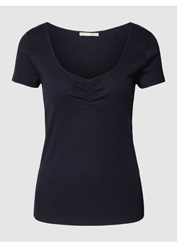 T-shirt z bawełny z efektem prążkowania ze sklepu Peek&Cloppenburg  w kategorii Bluzki damskie - zdjęcie 168177096