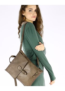 Plecak skórzany damski w oryginalnym stylu - MARCO MAZZINI beżowy taupe ze sklepu Verostilo w kategorii Plecaki - zdjęcie 168180979
