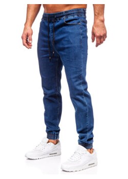 Granatowe spodnie jeansowe joggery męskie Denley 8102 ze sklepu Denley w kategorii Jeansy męskie - zdjęcie 168181029