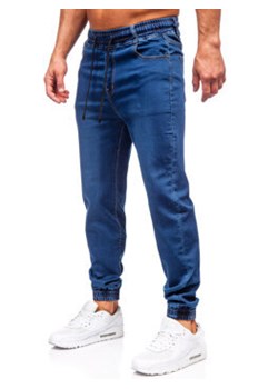 Granatowe spodnie jeansowe joggery męskie Denley 8106 ze sklepu Denley w kategorii Jeansy męskie - zdjęcie 168181036