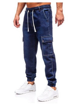 Granatowe spodnie jeansowe joggery bojówki męskie Denley 8113 ze sklepu Denley w kategorii Jeansy męskie - zdjęcie 168181038