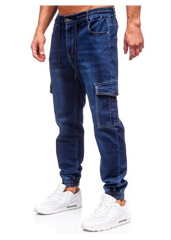 Granatowe spodnie jeansowe joggery bojówki męskie Denley 8132 ze sklepu Denley w kategorii Jeansy męskie - zdjęcie 168181045