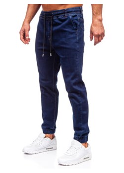 Granatowe spodnie jeansowe joggery męskie Denley 8136 ze sklepu Denley w kategorii Jeansy męskie - zdjęcie 168181047