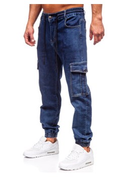 Granatowe spodnie jeansowe joggery bojówki męskie Denley 8133 ze sklepu Denley w kategorii Jeansy męskie - zdjęcie 168181048