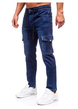 Granatowe spodnie jeansowe bojówki męskie Denley 8135 ze sklepu Denley w kategorii Jeansy męskie - zdjęcie 168181049
