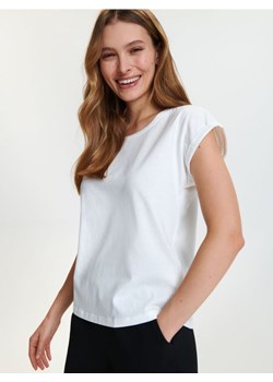 Sinsay - Koszulka bawełniana - kremowy ze sklepu Sinsay w kategorii Bluzki damskie - zdjęcie 168185168