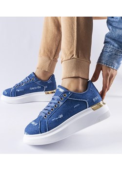 Niebieskie sneakersy na platformie Ossona ze sklepu gemre w kategorii Trampki damskie - zdjęcie 168187967