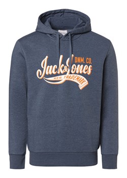 Jack & Jones Bluza męska z kapturem - JJElogo Mężczyźni indygo jednolity ze sklepu vangraaf w kategorii Bluzy męskie - zdjęcie 168208707