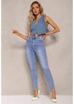 Niebieskie Skinny Jeansy z Bawełny Push-Up Lamierna ze sklepu Renee odzież w kategorii Jeansy damskie - zdjęcie 168209325