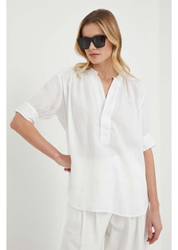 Polo Ralph Lauren bluzka lniana kolor biały gładka ze sklepu ANSWEAR.com w kategorii Bluzki damskie - zdjęcie 168209777