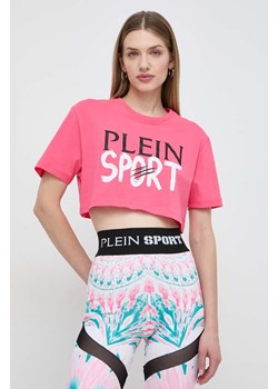 PLEIN SPORT t-shirt bawełniany damski kolor różowy ze sklepu ANSWEAR.com w kategorii Bluzki damskie - zdjęcie 168210325