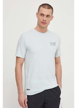 EA7 Emporio Armani t-shirt męski kolor turkusowy z nadrukiem ze sklepu ANSWEAR.com w kategorii T-shirty męskie - zdjęcie 168210428