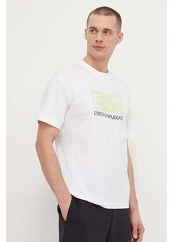 EA7 Emporio Armani t-shirt bawełniany męski kolor biały z nadrukiem ze sklepu ANSWEAR.com w kategorii T-shirty męskie - zdjęcie 168210509