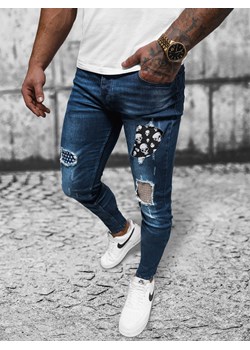 Spodnie jeansowe męskie ciemno-niebieskie OZONEE NB/MP0015BS ze sklepu ozonee.pl w kategorii Jeansy męskie - zdjęcie 168210759