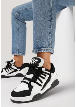 Czarne Sneakersy z Ekoskóry na Płaskiej Podeszwie z Grubymi Sznurówkami Rilirea ze sklepu born2be.pl w kategorii Buty sportowe damskie - zdjęcie 168214448