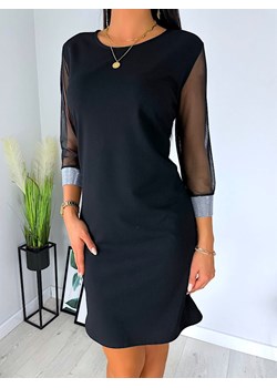 Czarna Sukienka z Ozdobnym Rękawem ze sklepu ModnaKiecka.pl w kategorii Sukienki - zdjęcie 168220418